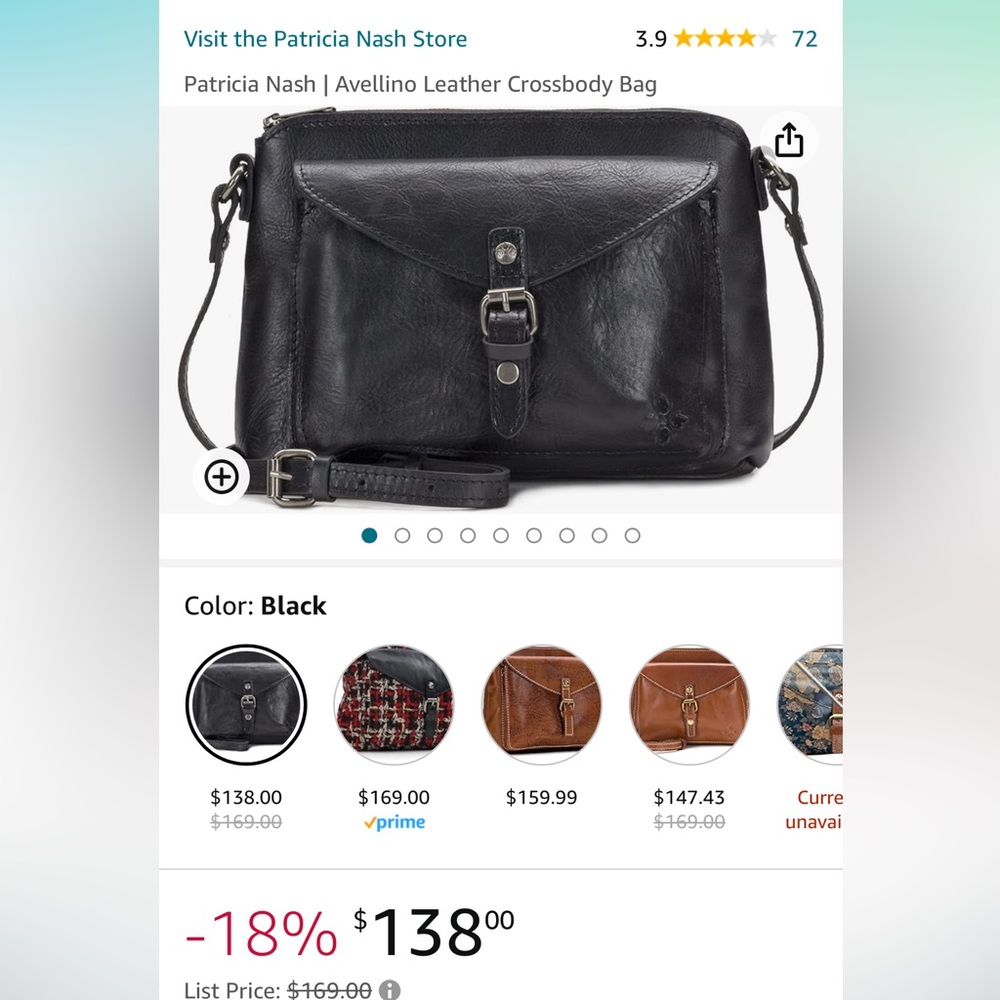 Patricia Nash Avellino black leather crossbody
